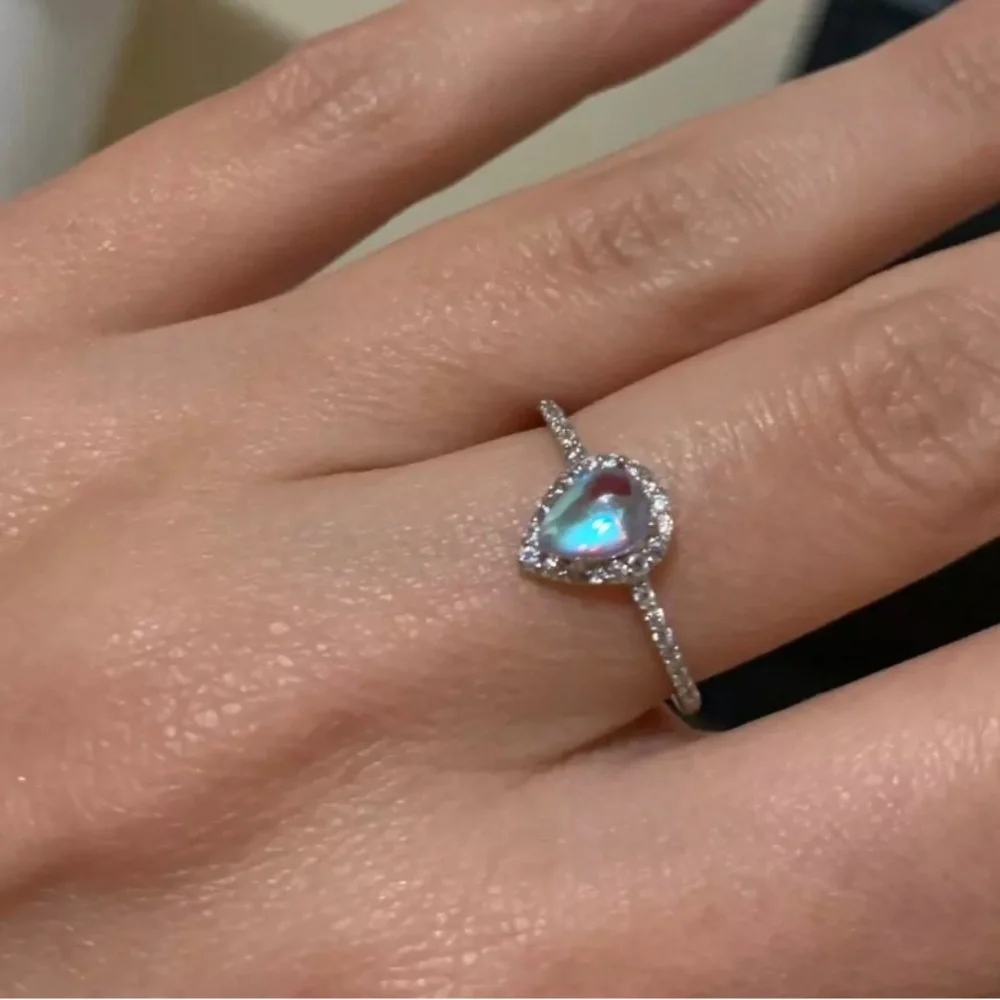 New gorgeous sterling silver water drop moonstone ring size 7 - Picture 15 of 15